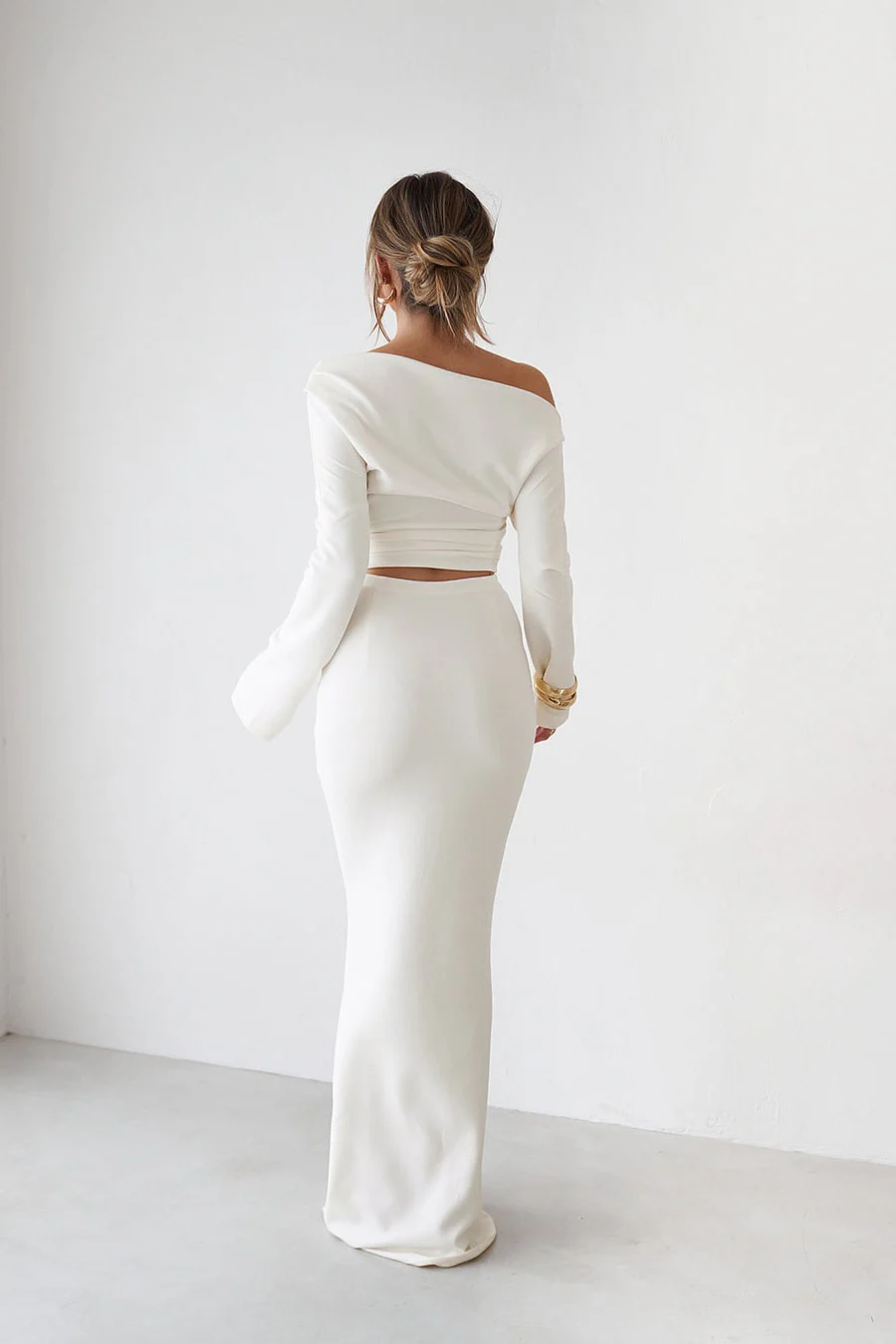 Cupro Long Sleeve Top - Vintage White - Image 8