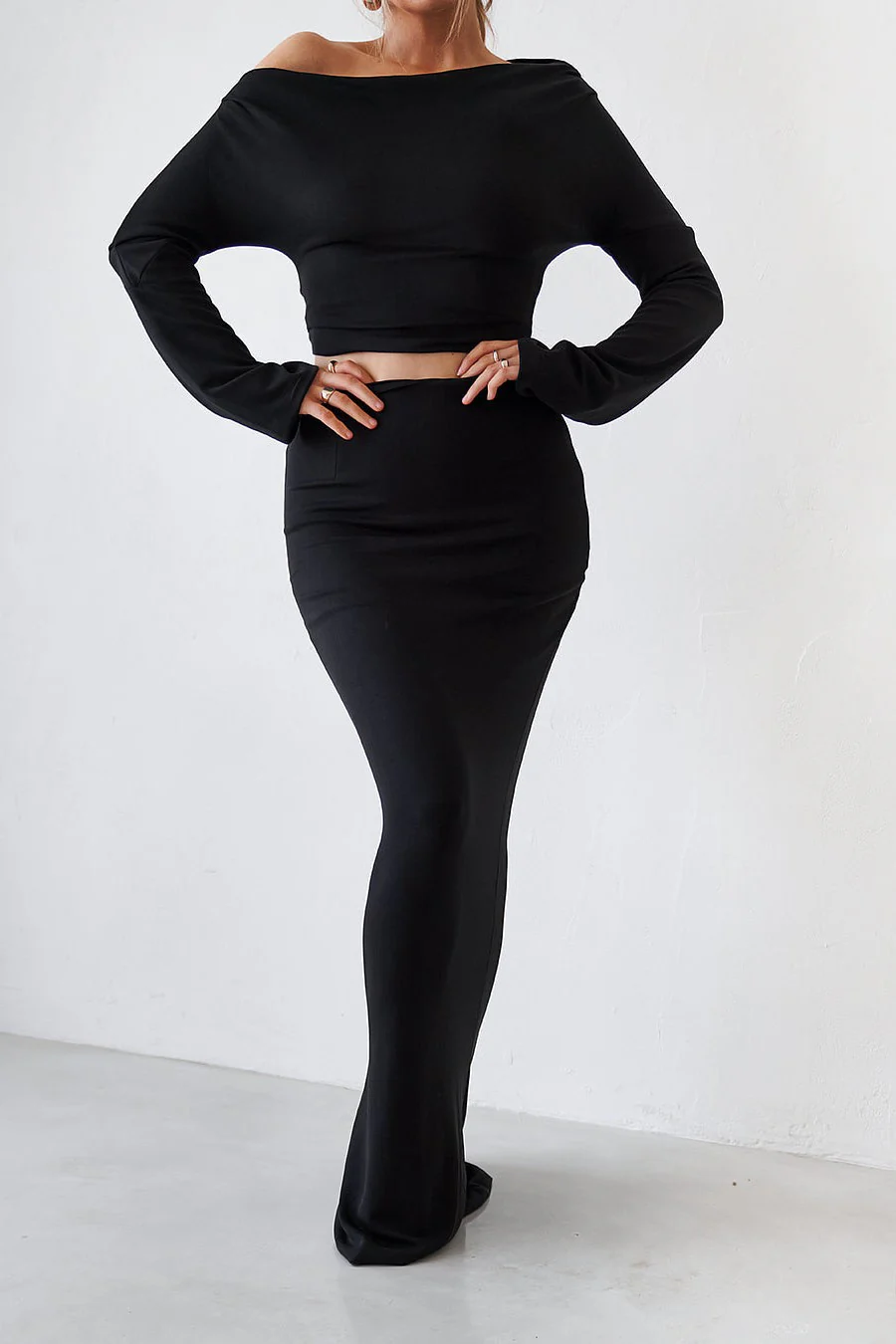 Cupro Maxi Skirt - Black - Image 3