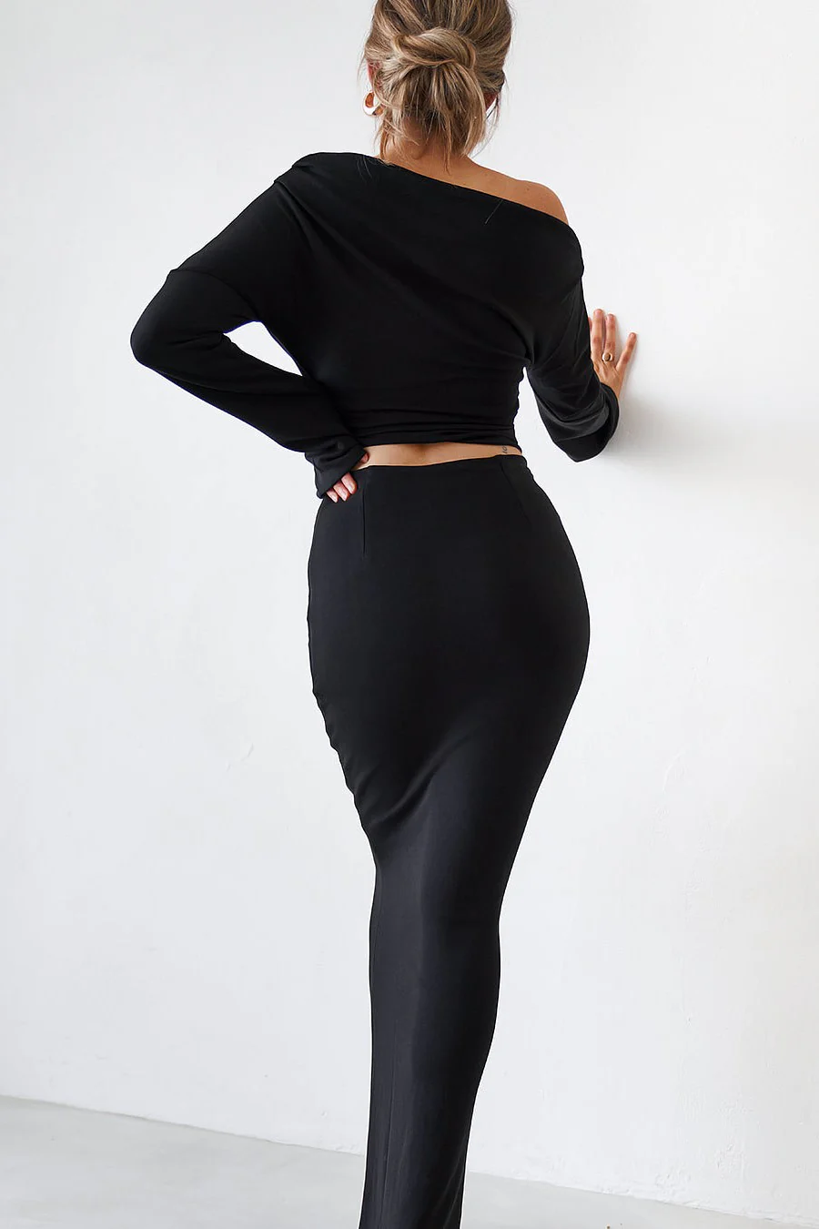 Cupro Maxi Skirt - Black - Image 4
