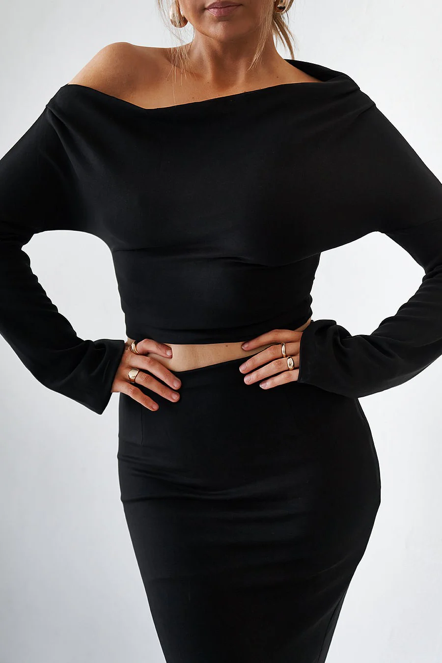 Cupro Maxi Skirt - Black - Image 7