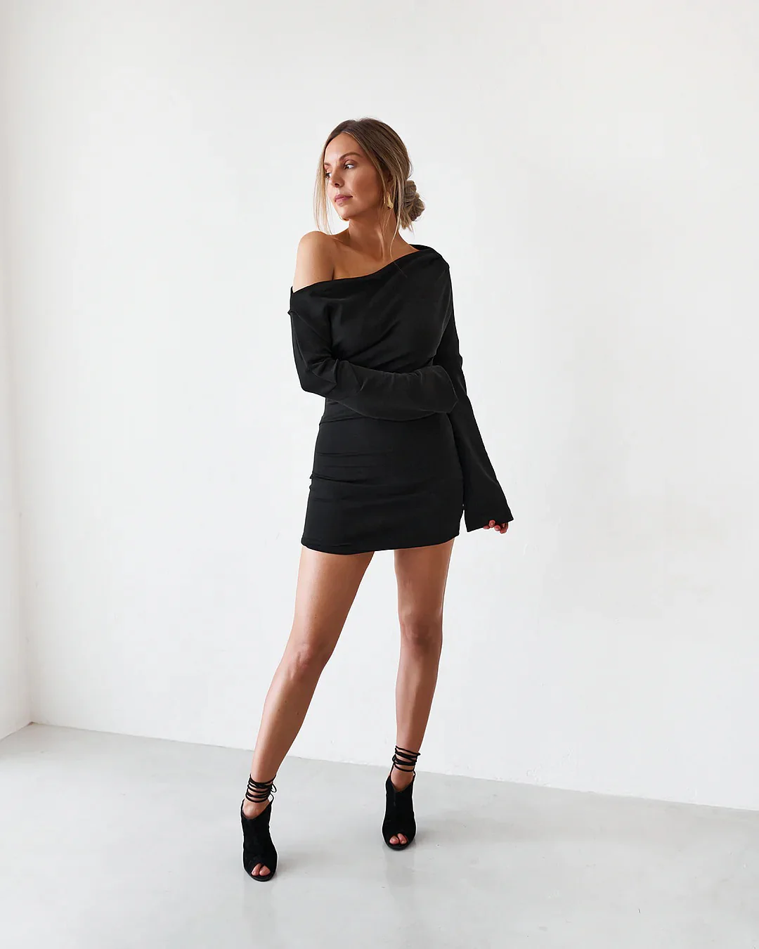 Cupro Mini Dress - Black - Image 6