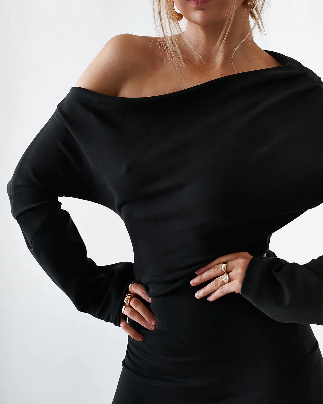 Cupro Mini Dress - Black - Image 8