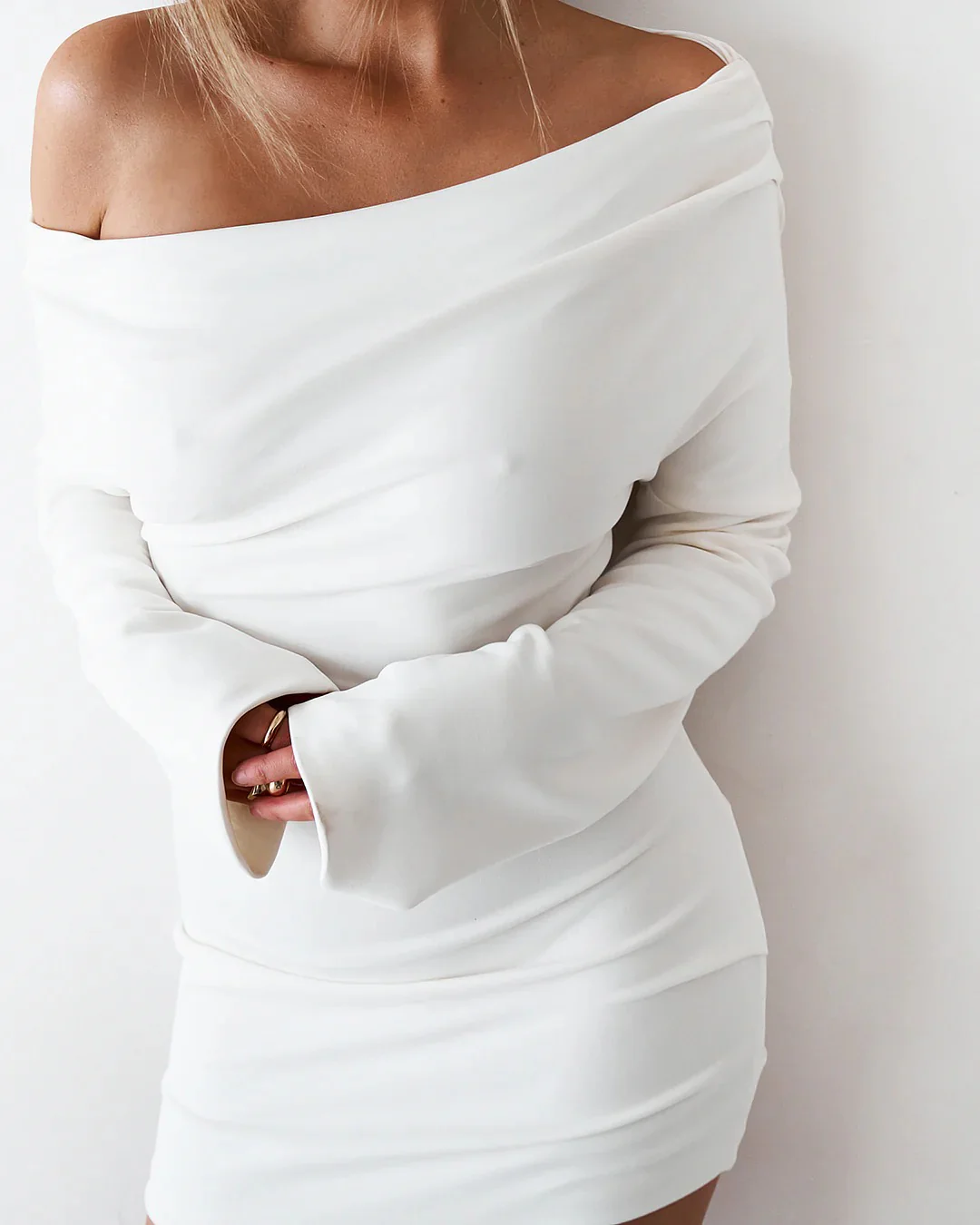 Cupro Mini Dress - White - Image 7