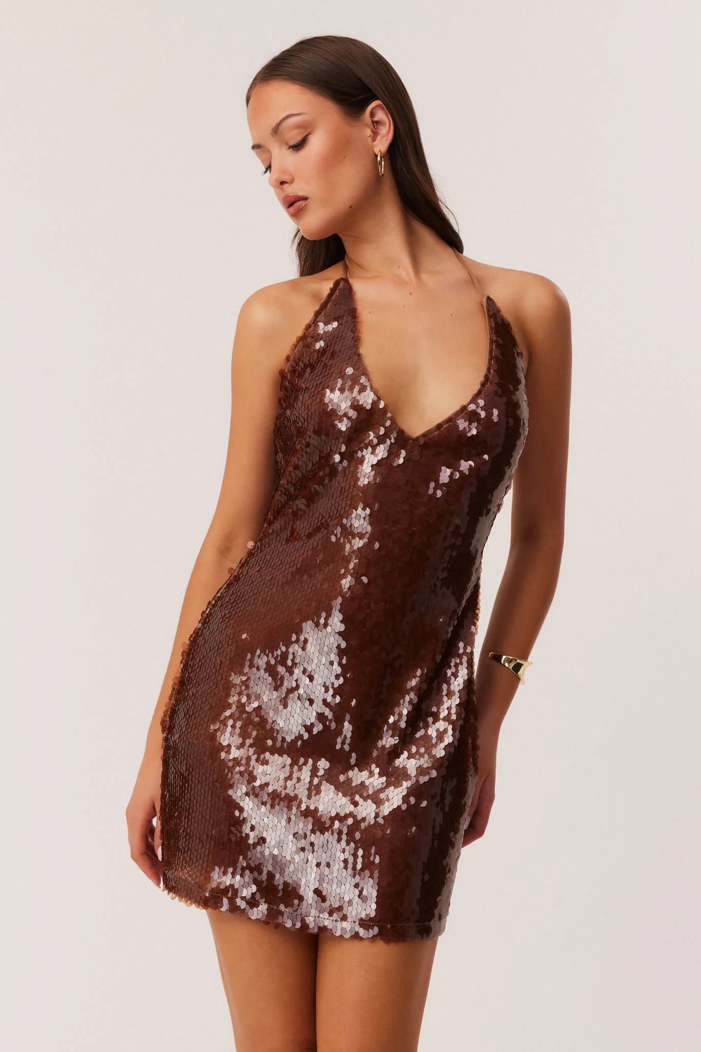 Dalina Mini Dress - Mocha - Image 3
