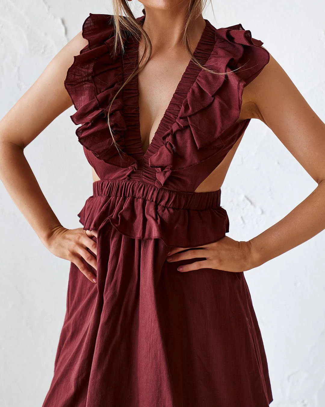 Darina Midi Dress - Burgundy - Image 3