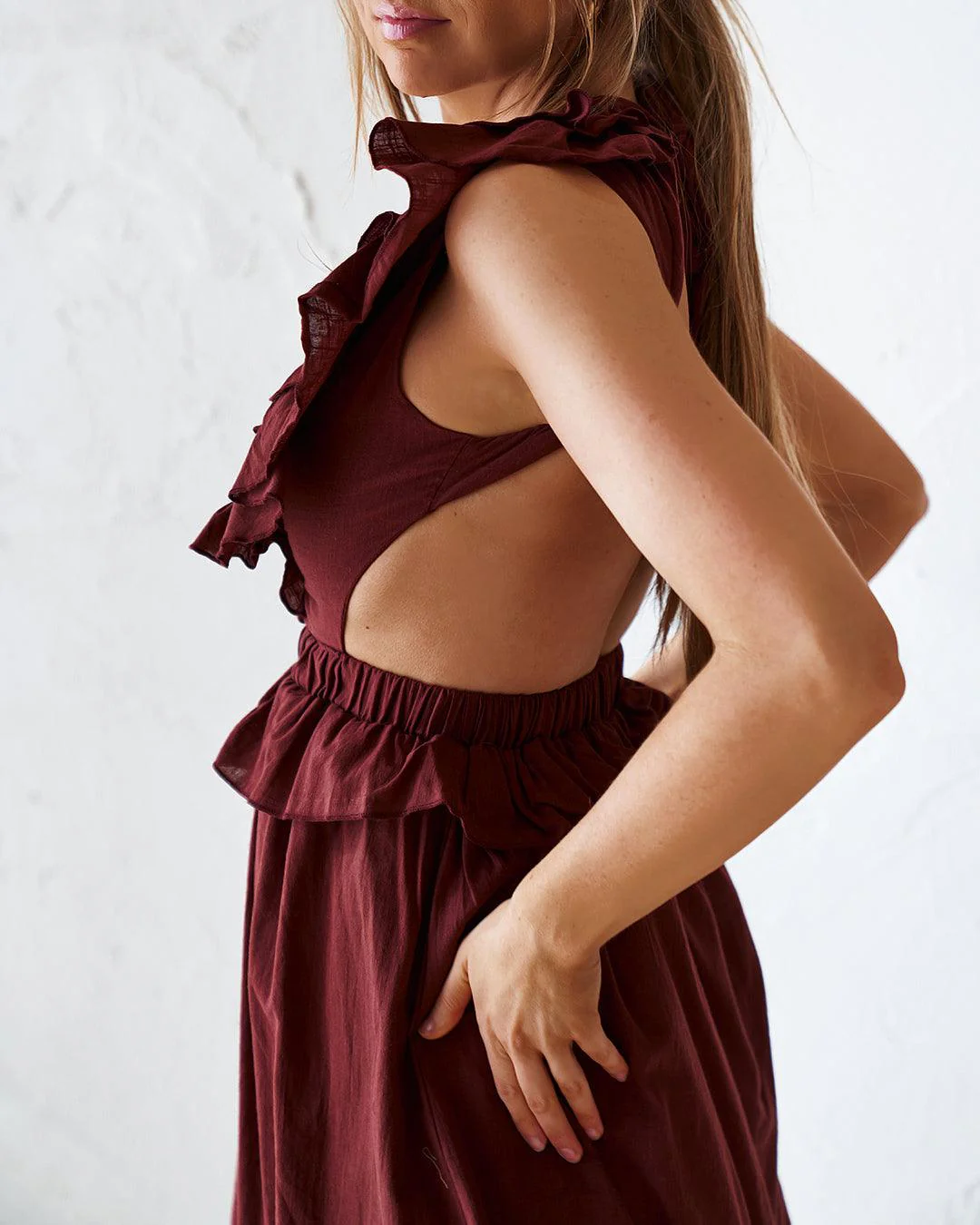 Darina Midi Dress - Burgundy - Image 4