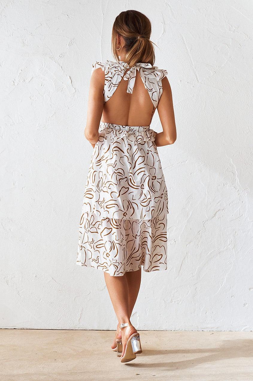Darina Midi Dress - Sand/White - Image 3