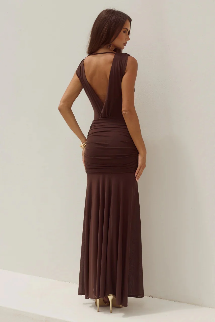 Deserae Maxi Dress - Chocolate - Image 2