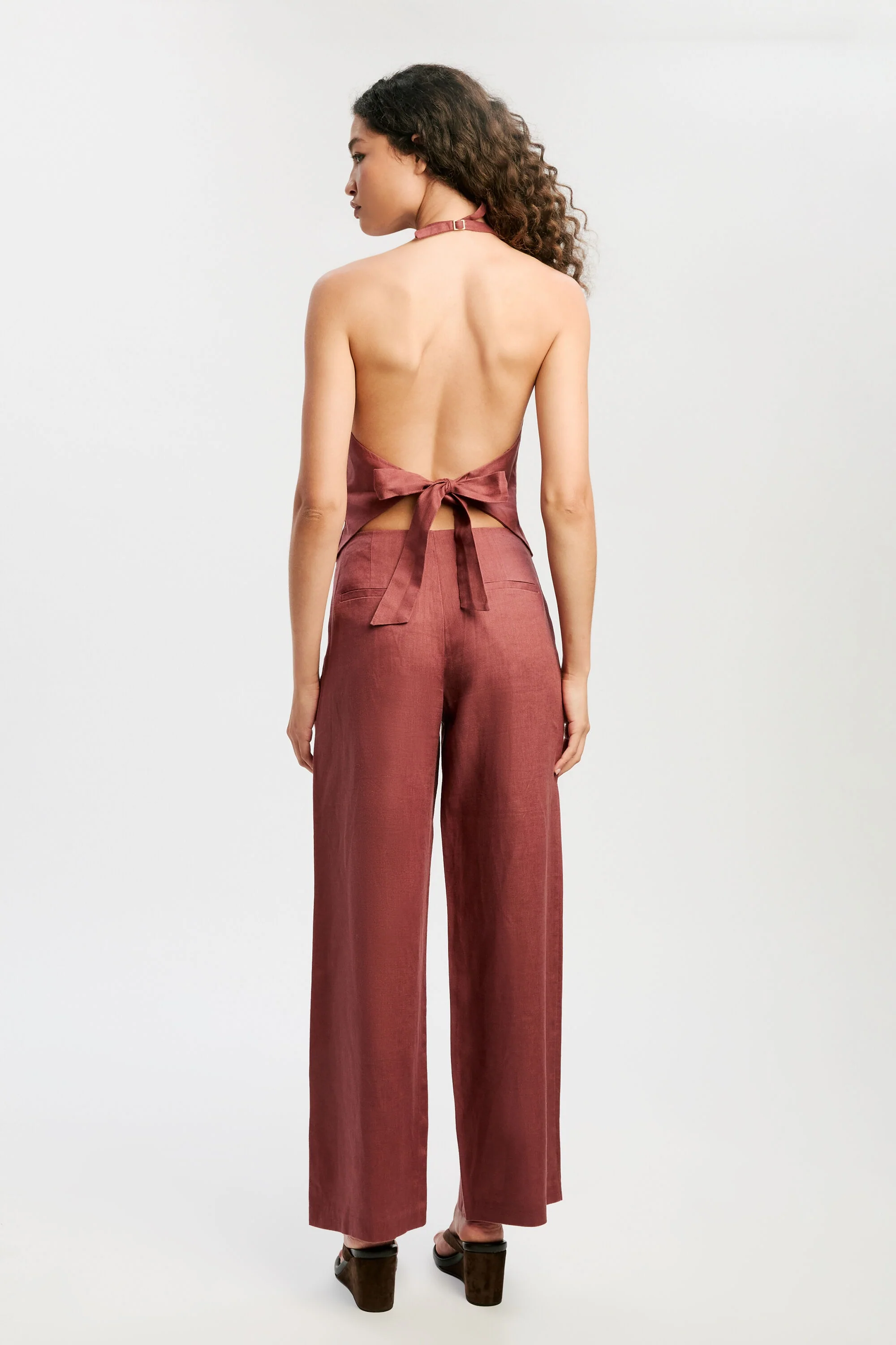 Domenica Linen Vest - Chestnut - Image 3