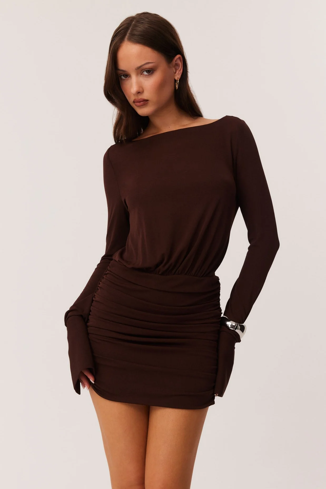 Donna Mini Dress - Chocolate - Image 4