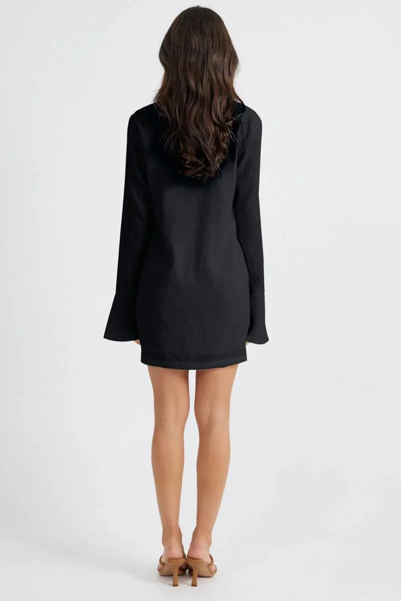 Elaine Lace Up Mini Dress - Black - Image 2