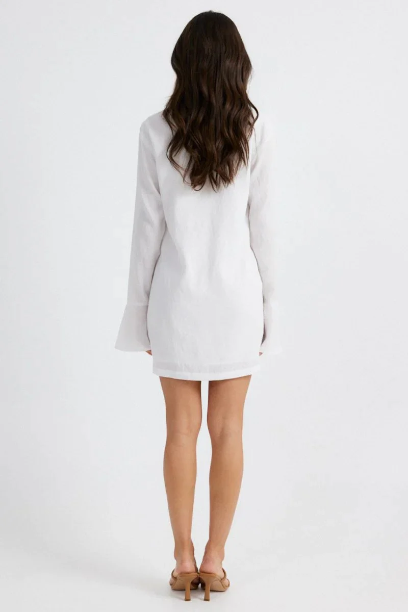 Elaine Lace Up Mini Dress - White - Image 5