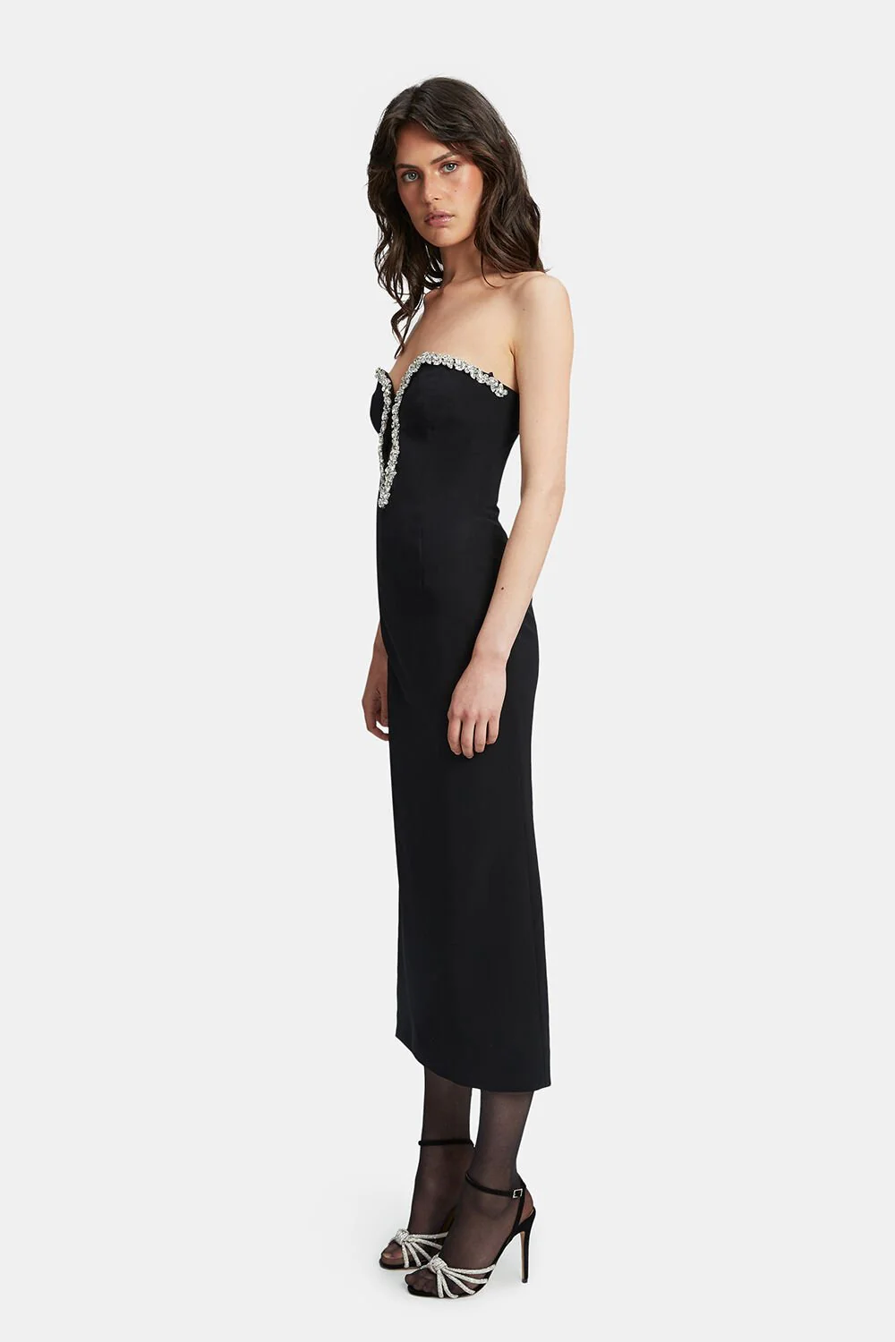 Eleni Diamante Midi Dress - Black - Image 2