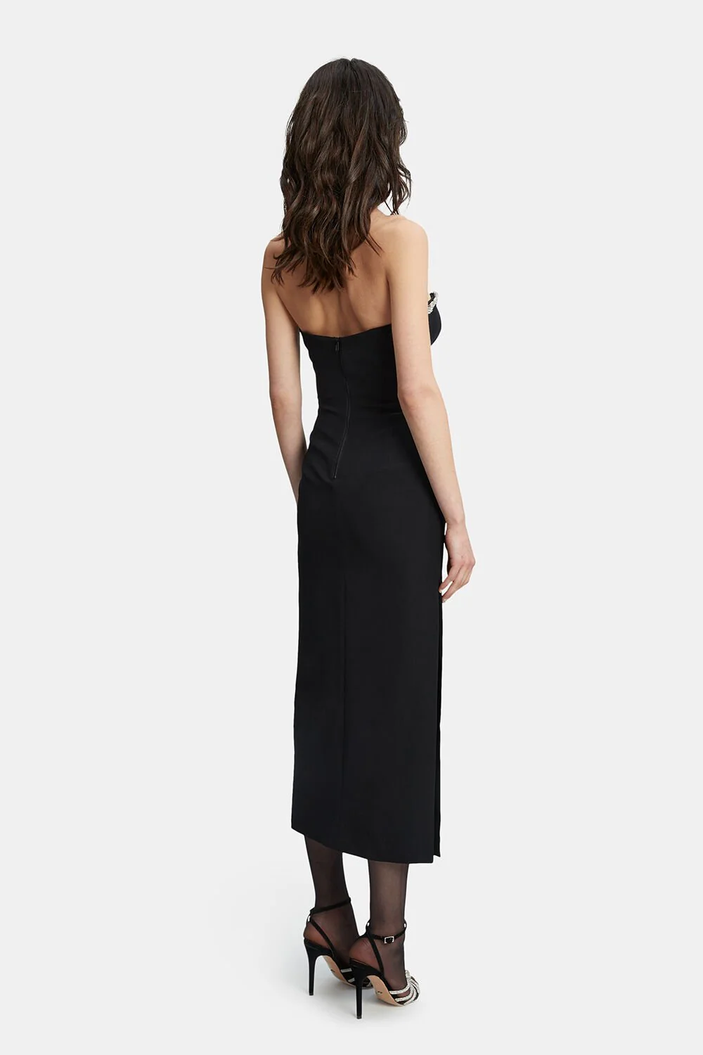 Eleni Diamante Midi Dress - Black - Image 3
