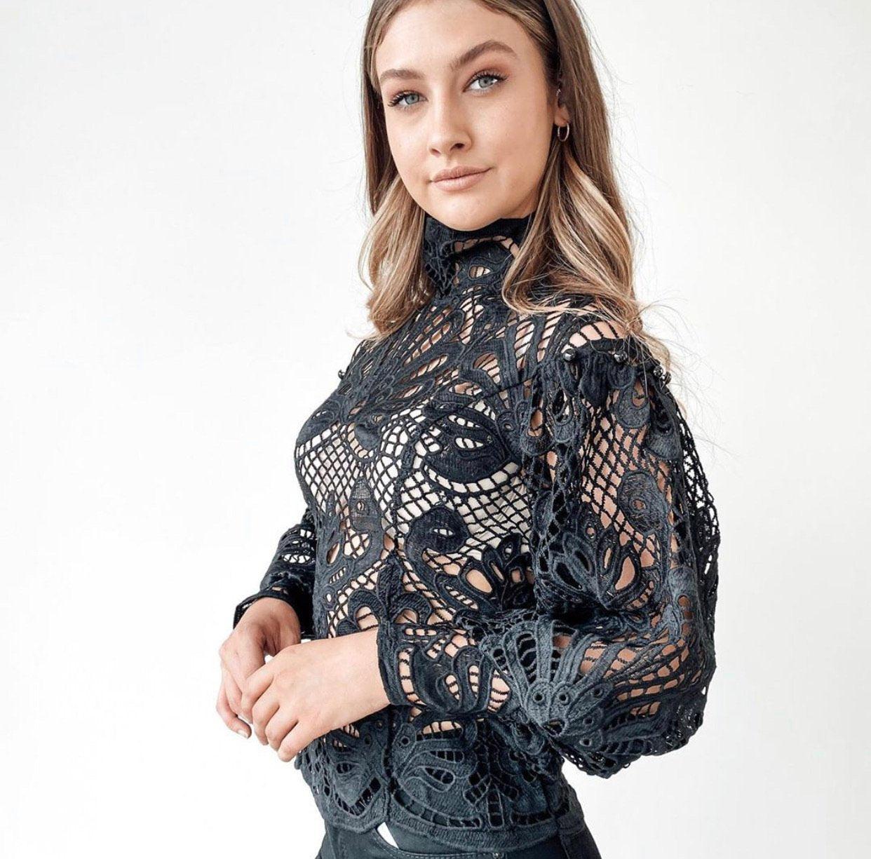 Elizabeth Lace Blouse - Black - Image 4