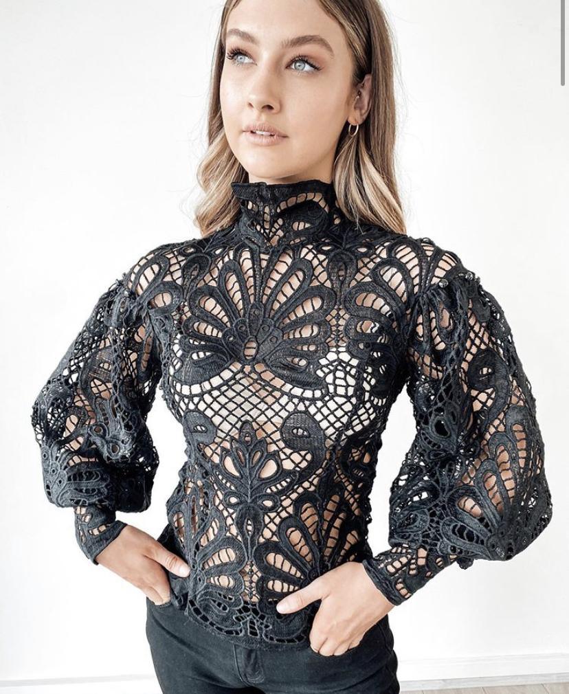 Elizabeth Lace Blouse - Black - Image 5