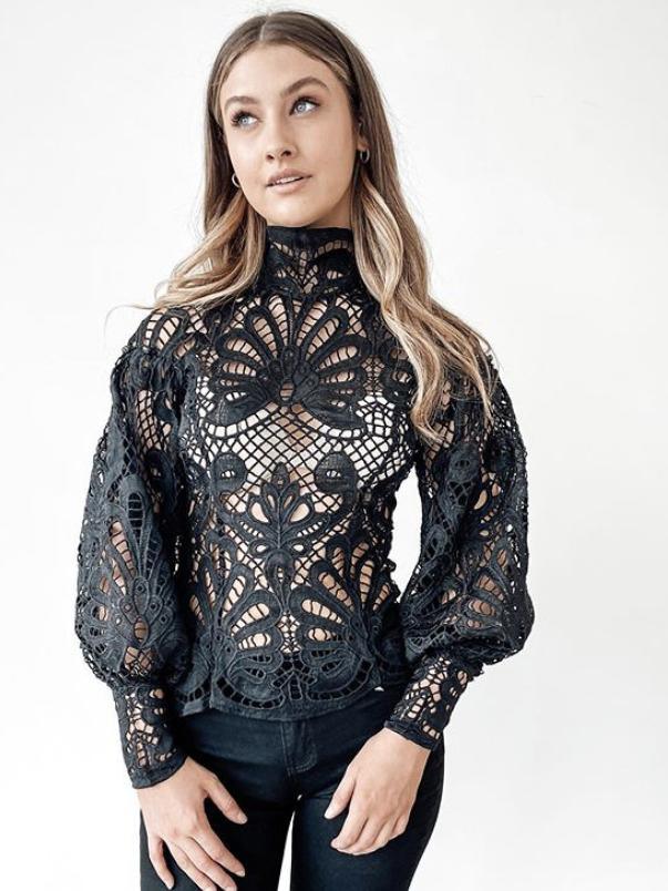 Elizabeth Lace Blouse - Black - Image 6