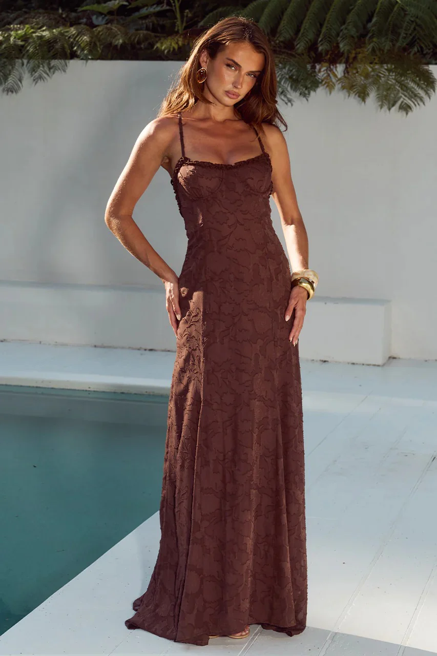 Ellerby Maxi Dress - Chocolate - Image 2