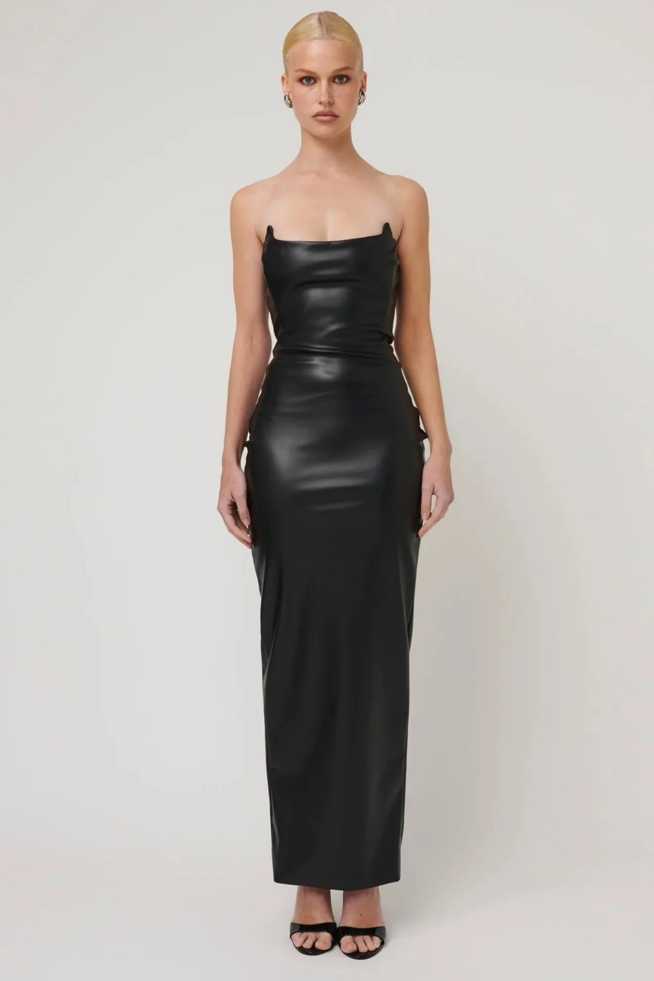 Elodie Dress - Faux Leather Black - Image 3