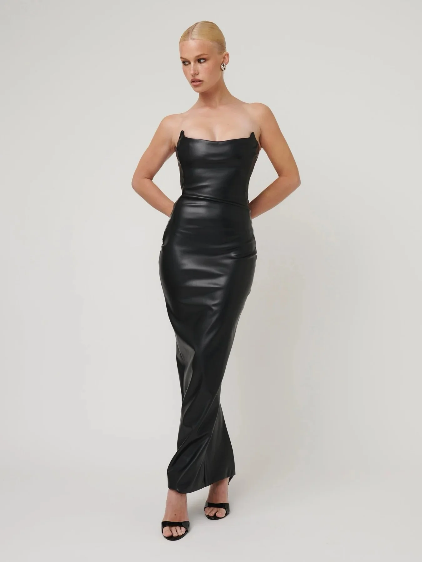 Elodie Dress - Faux Leather Black - Image 5