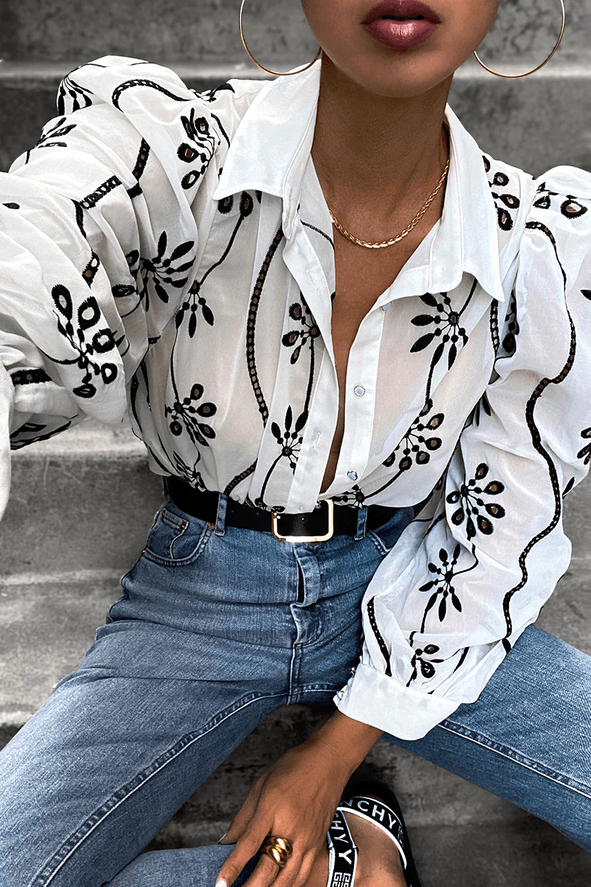 Elise Blouse - Black/White - Image 2