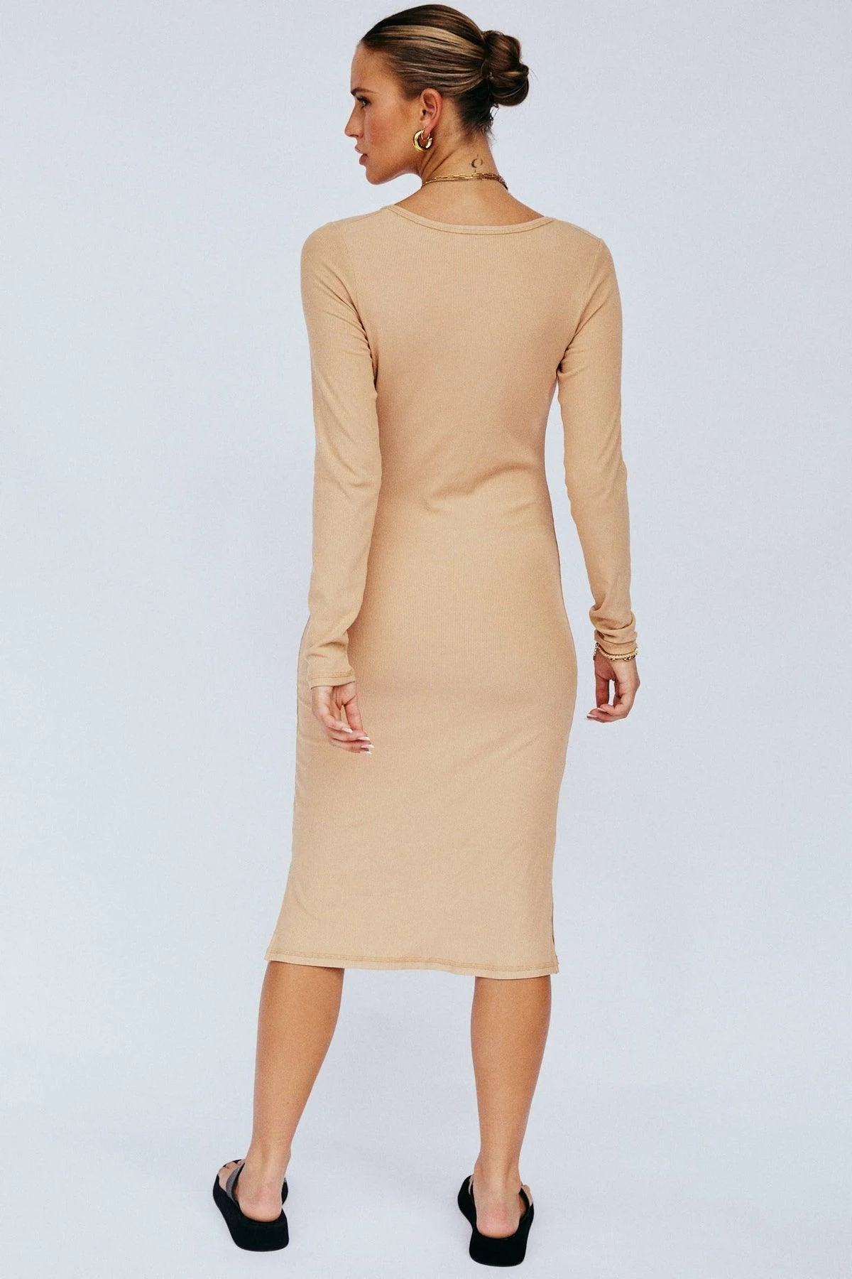 Elroy Rib Dress - Sand - Image 2