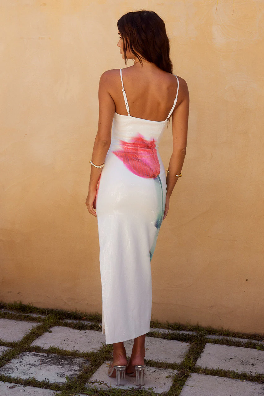 Emera Midi Dress - Red Flower - Image 2