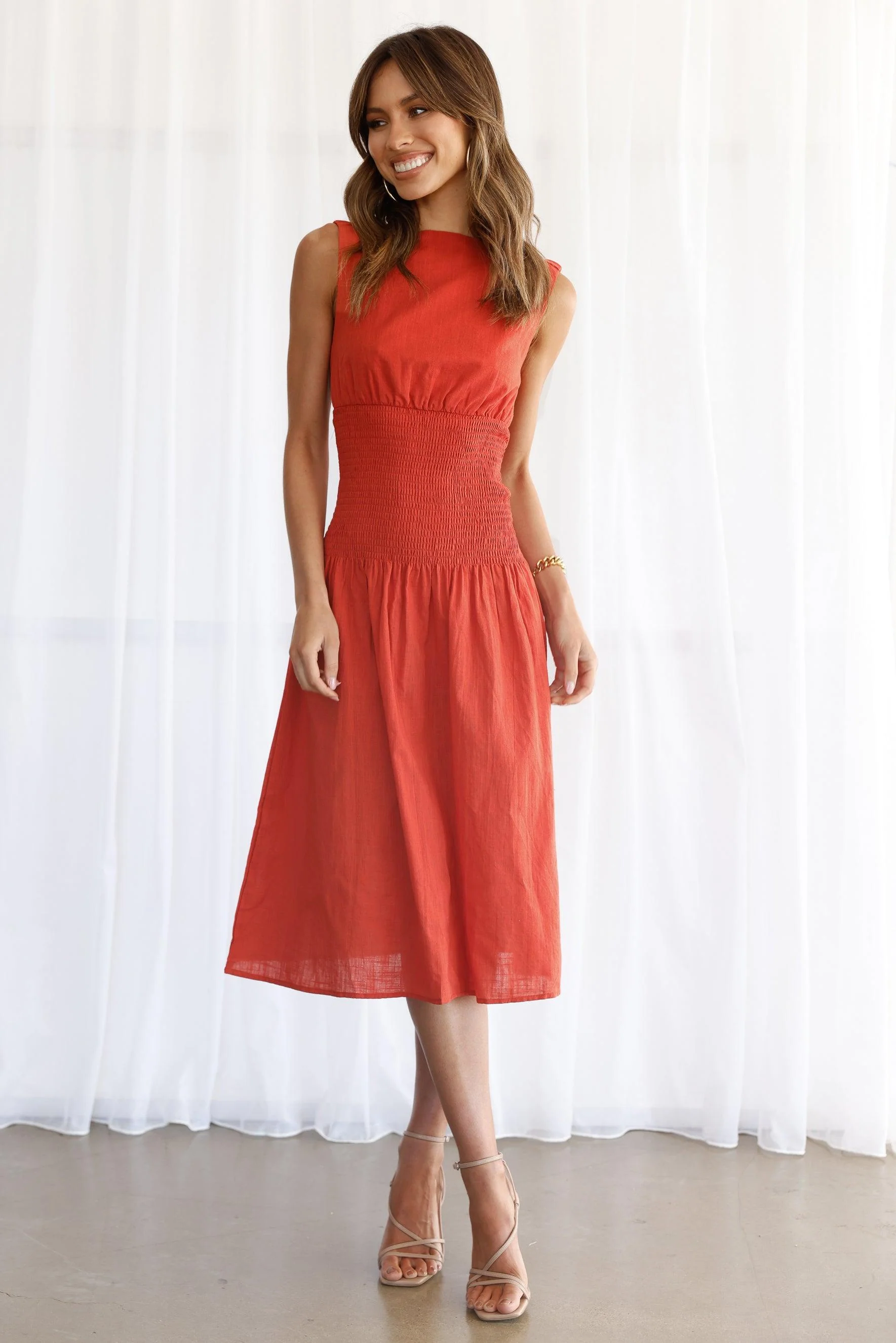 Emory Linen Dress - Rust - Image 2