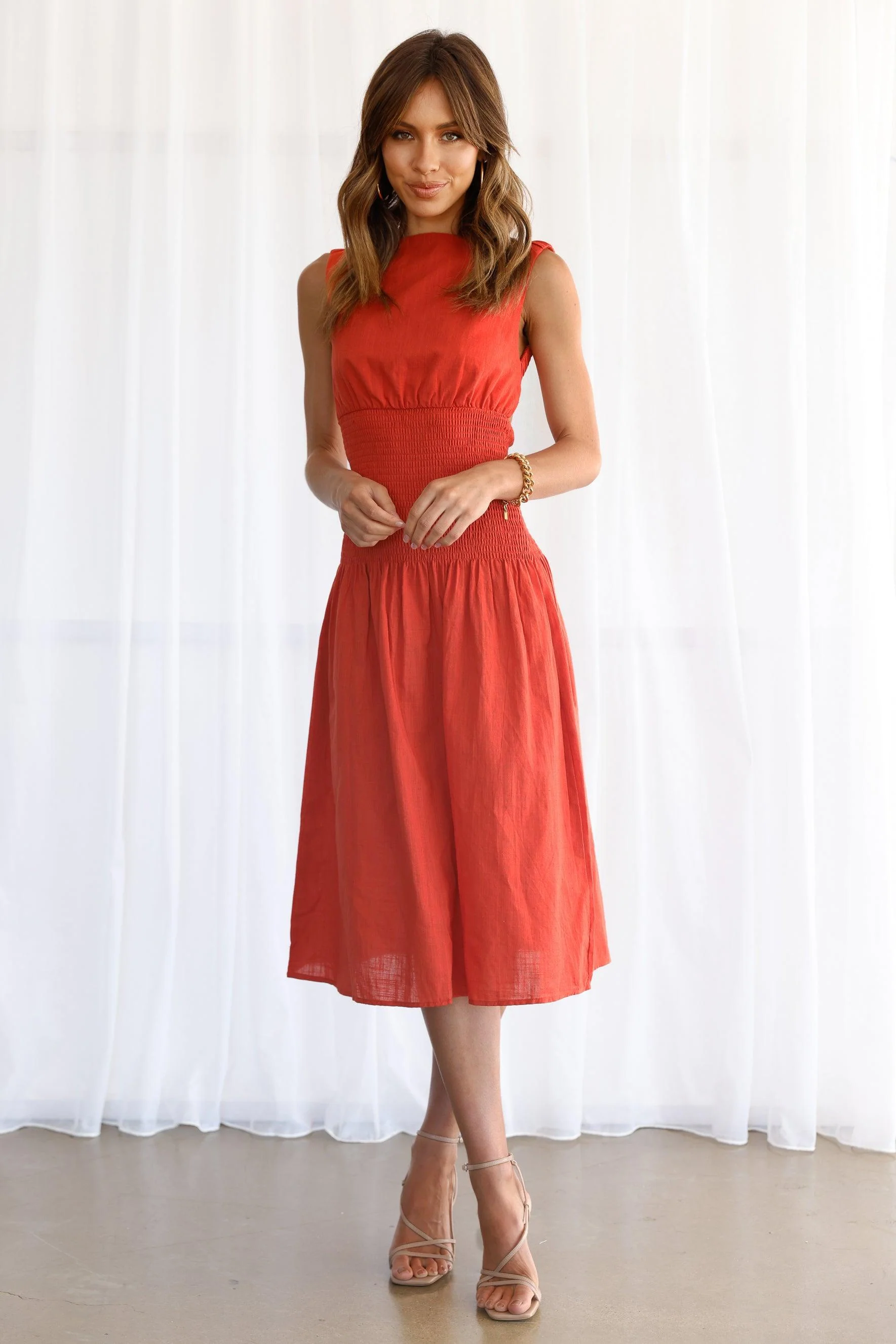 Emory Linen Dress - Rust - Image 3