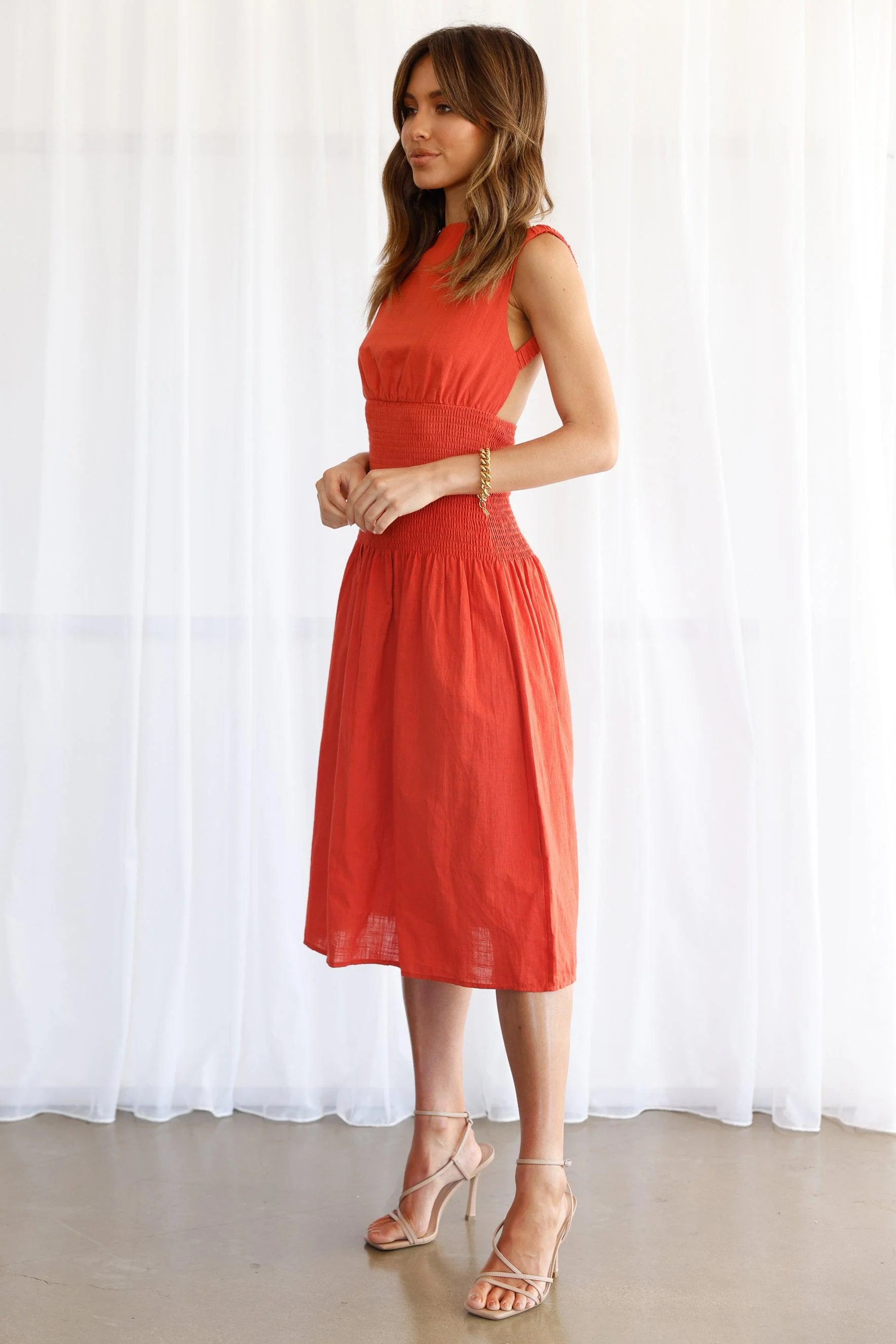 Emory Linen Dress - Rust - Image 4
