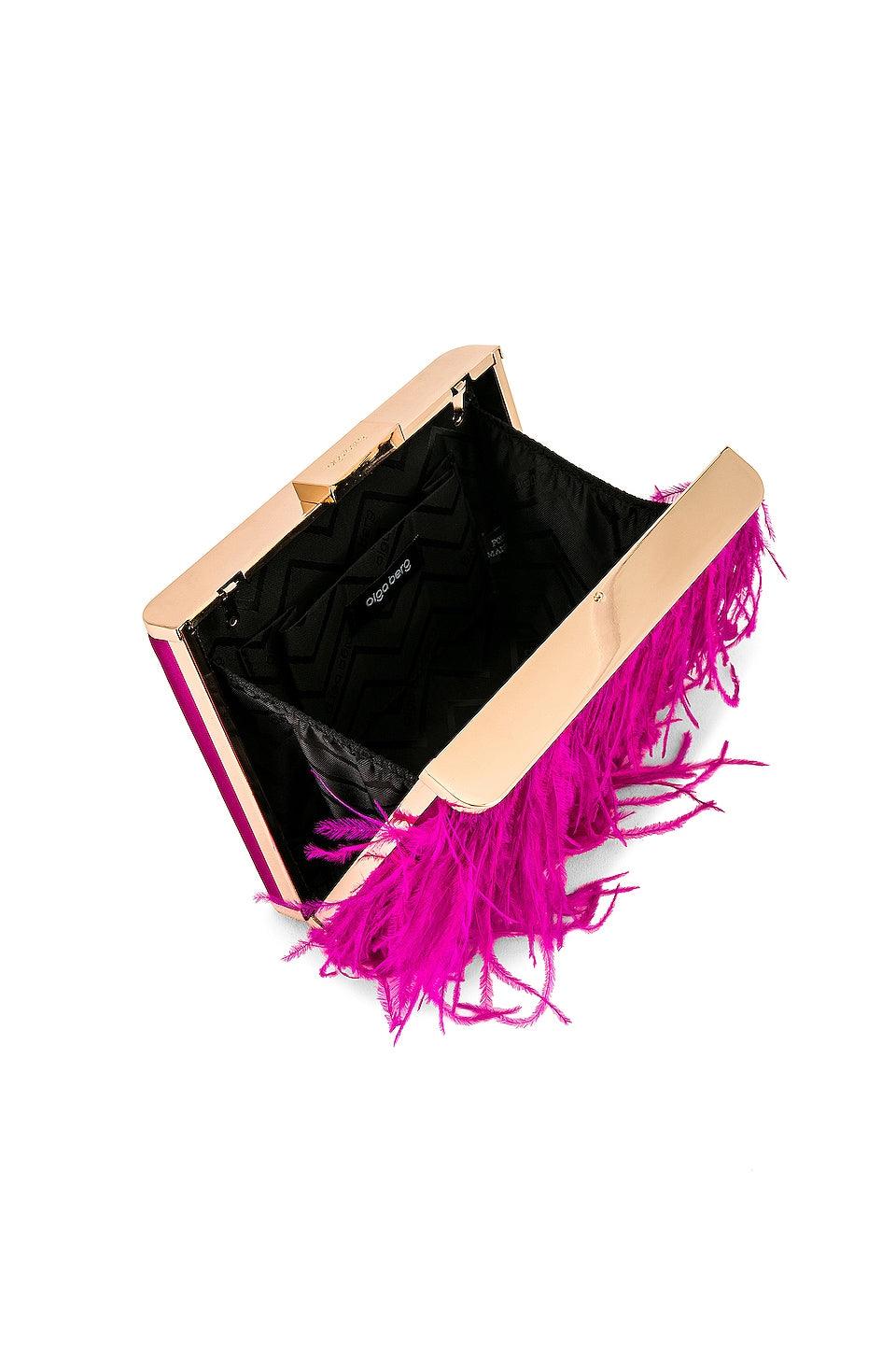 Estelle Feathered Clutch - Fuchsia - Image 3