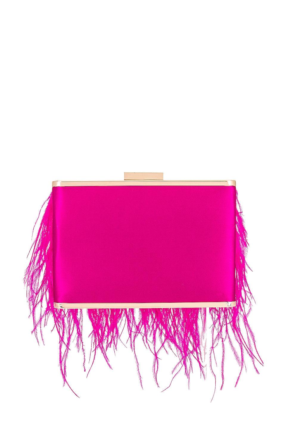 Estelle Feathered Clutch - Fuchsia - Image 4