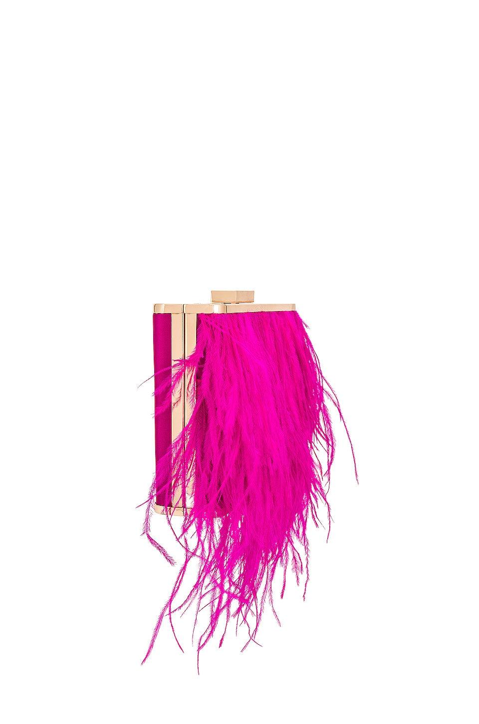Estelle Feathered Clutch - Fuchsia - Image 5