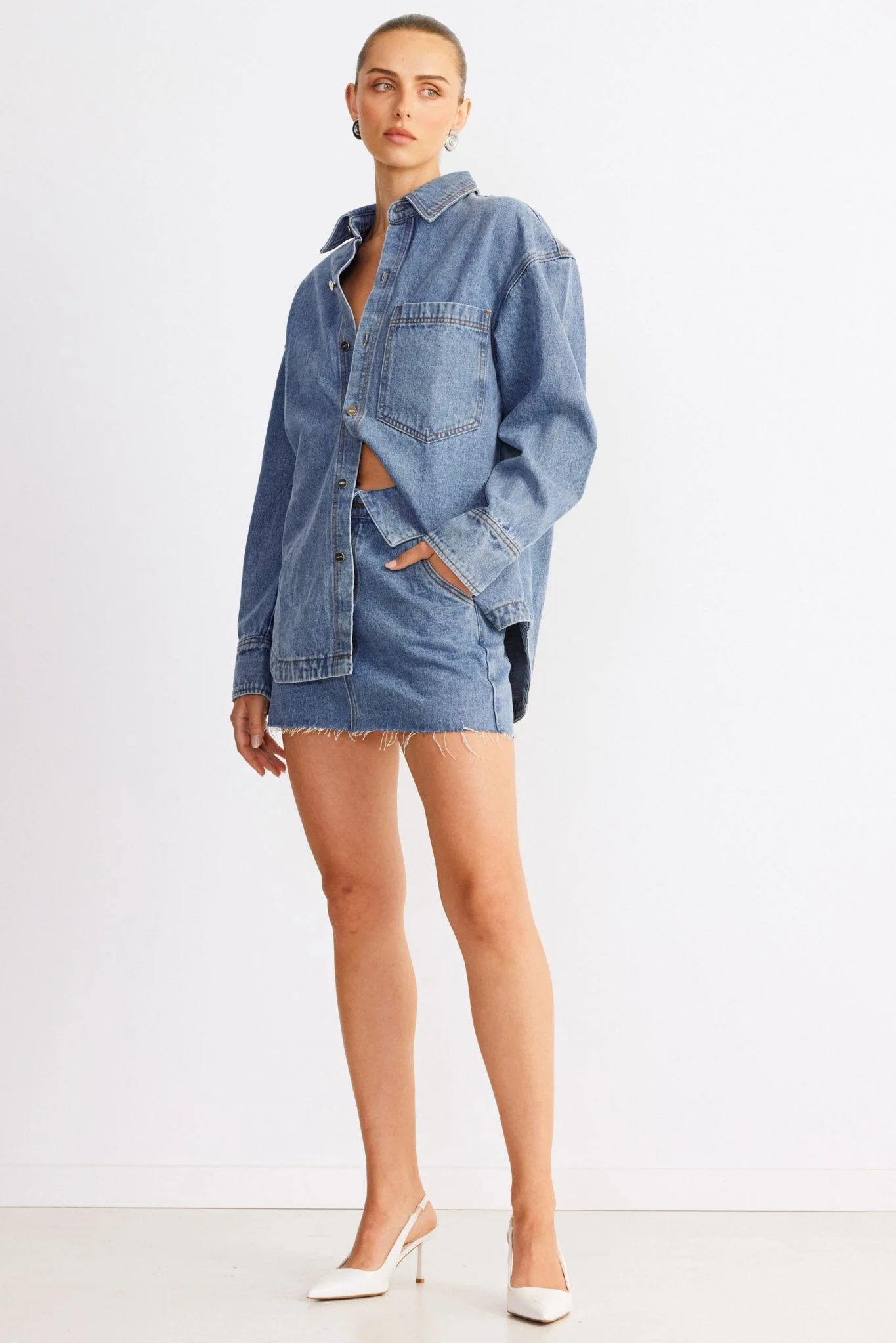 Eve Denim Skirt - Denim - Image 3