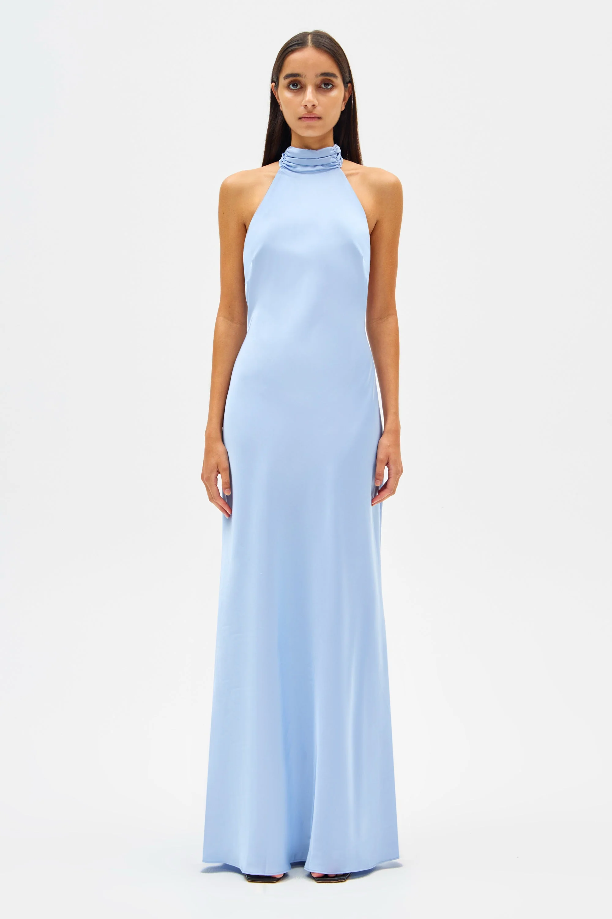 Evianna Satin Maxi Dress - Baby Blue - Image 3
