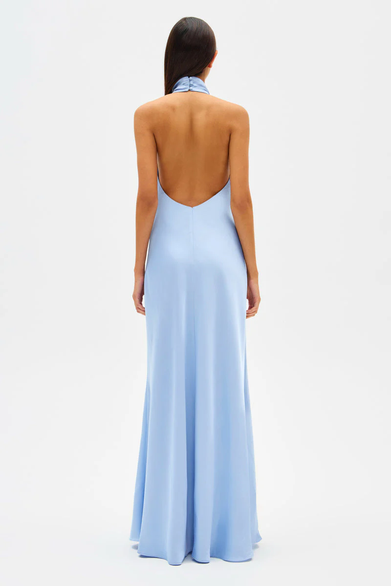 Evianna Satin Maxi Dress - Baby Blue - Image 5