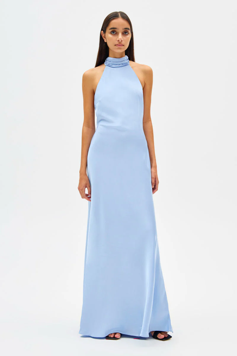 Evianna Satin Maxi Dress - Baby Blue - Image 6