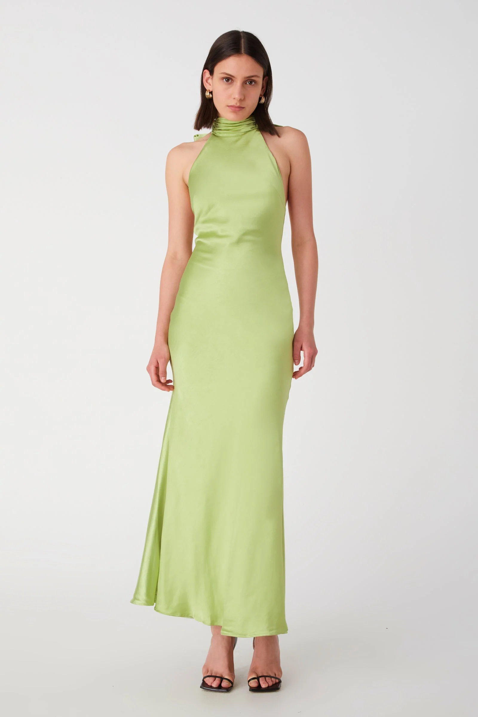 Evianna Satin Gown - Lime - Image 2