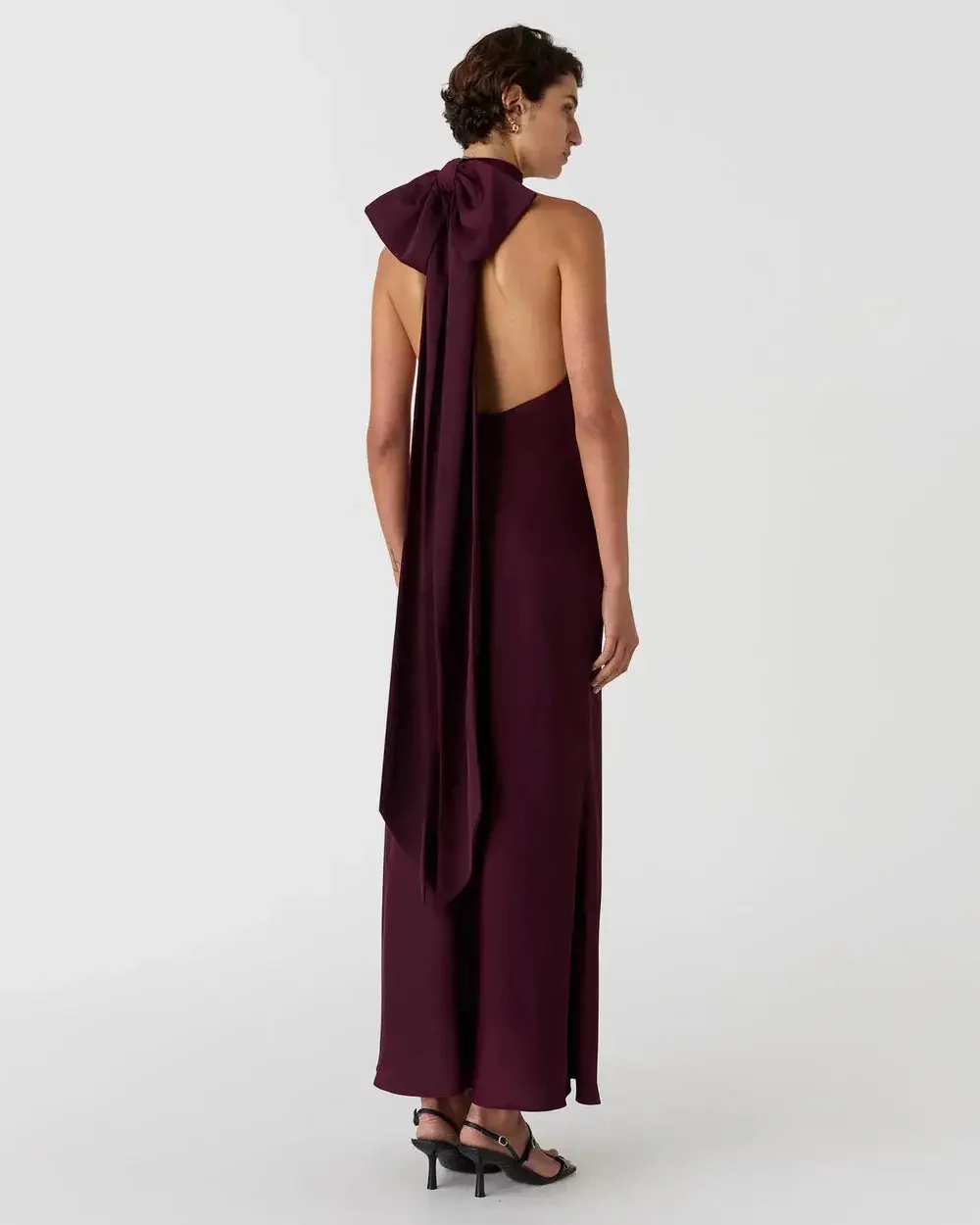 Misha Evianna Satin Gown - Wine - Image 3
