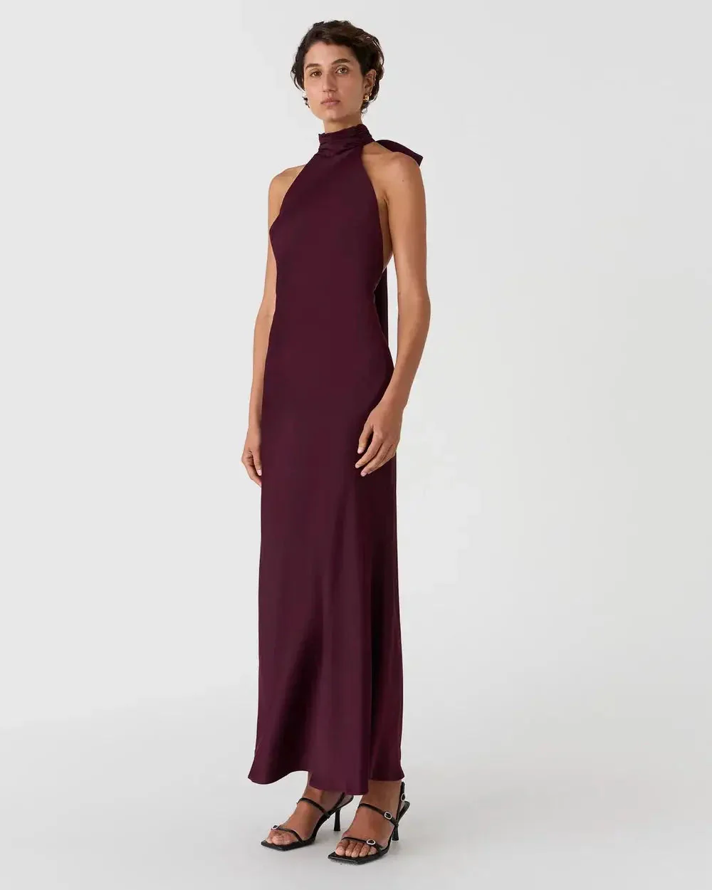 Misha Evianna Satin Gown - Wine - Image 5