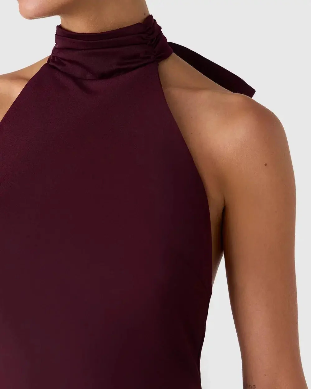 Misha Evianna Satin Gown - Wine - Image 6