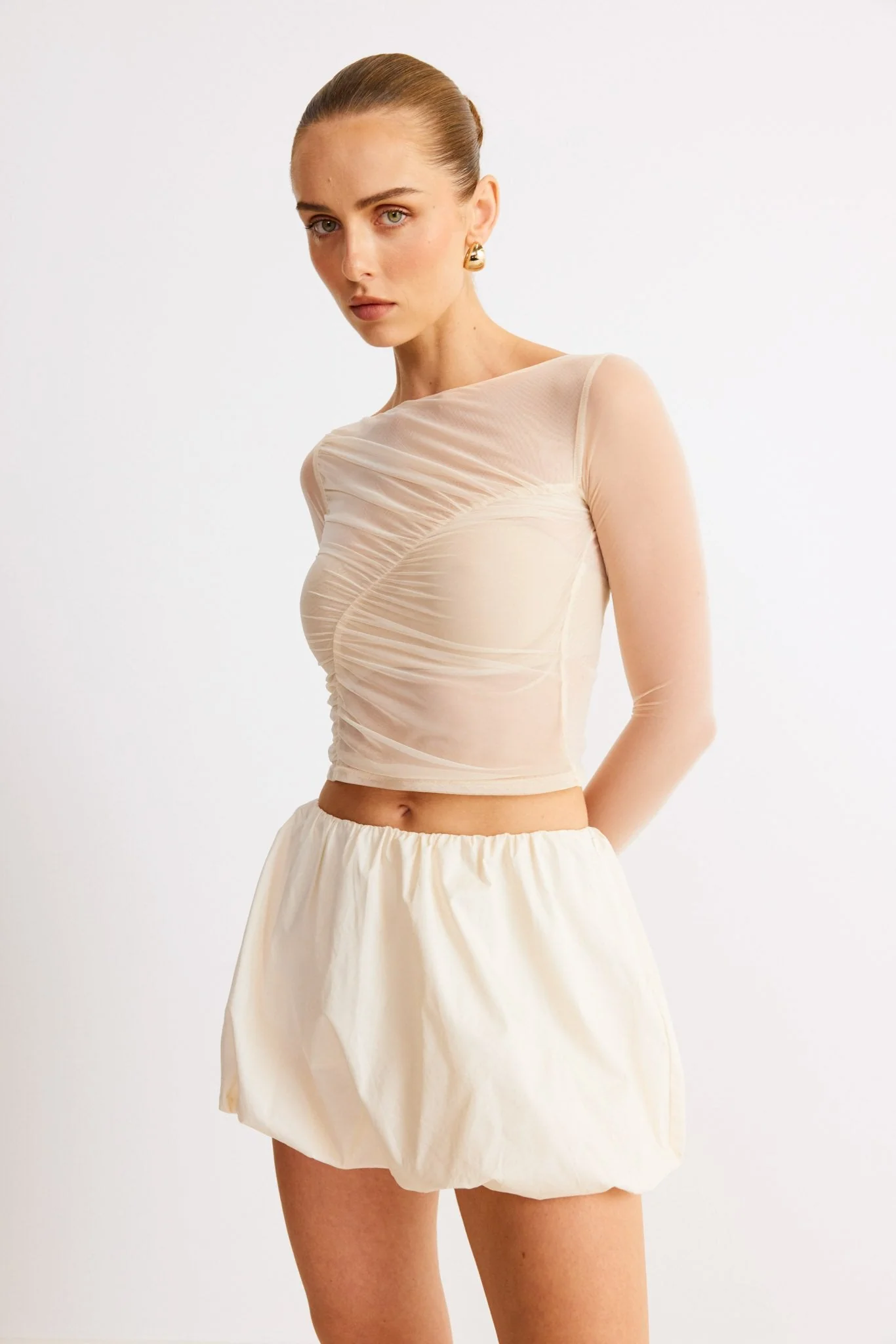 Freja Bubble Skirt - Chalk - Image 8
