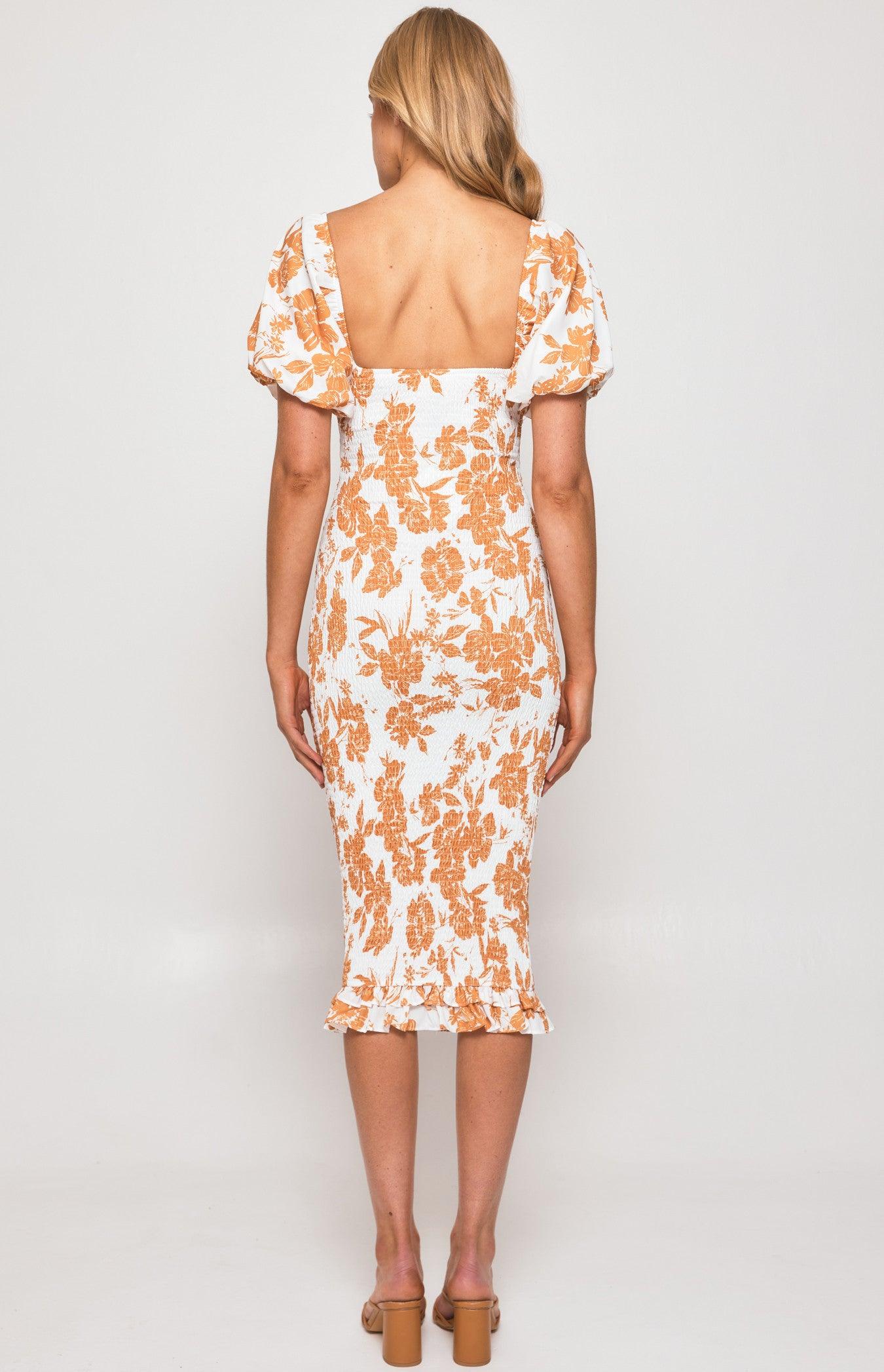 Gia Shirred Midi Dress - Tan - Image 2