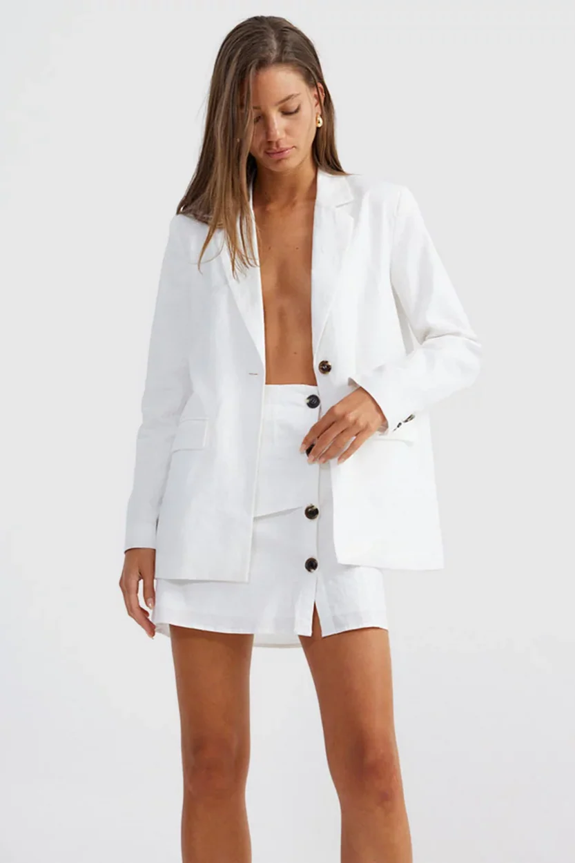 Hale Linen Blazer - White - Image 4