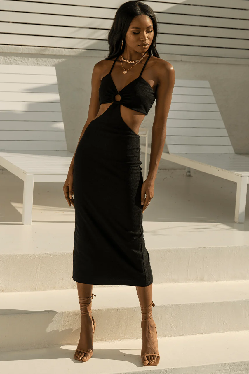 Halo Cut Out Dress - Black - Image 3