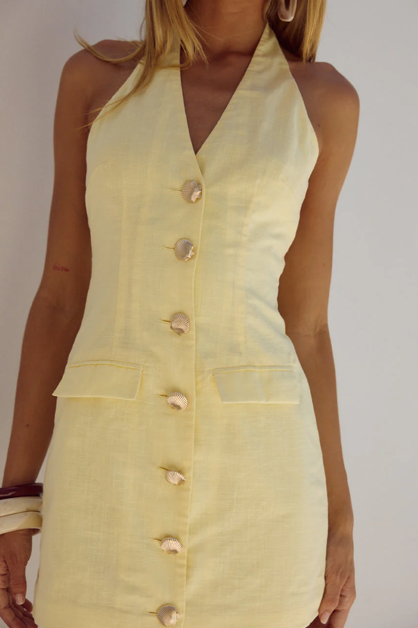 Halzie Mini Dress - Lemon - Image 4