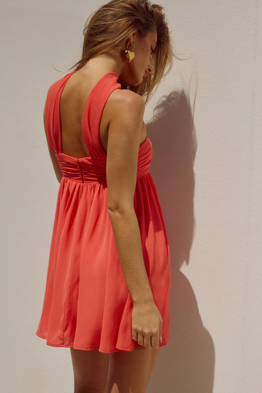 Haven Mini Dress - Coral - Image 2