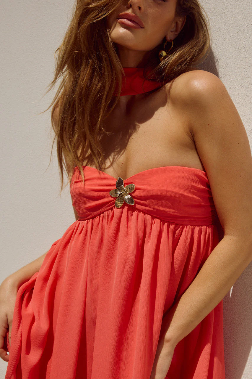 Haven Mini Dress - Coral - Image 6