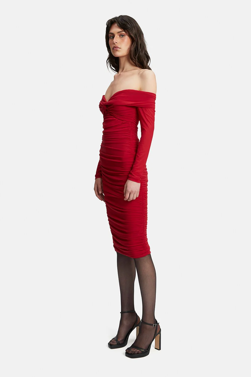 Helena Midi Mesh Dress - Fire Red - Image 4