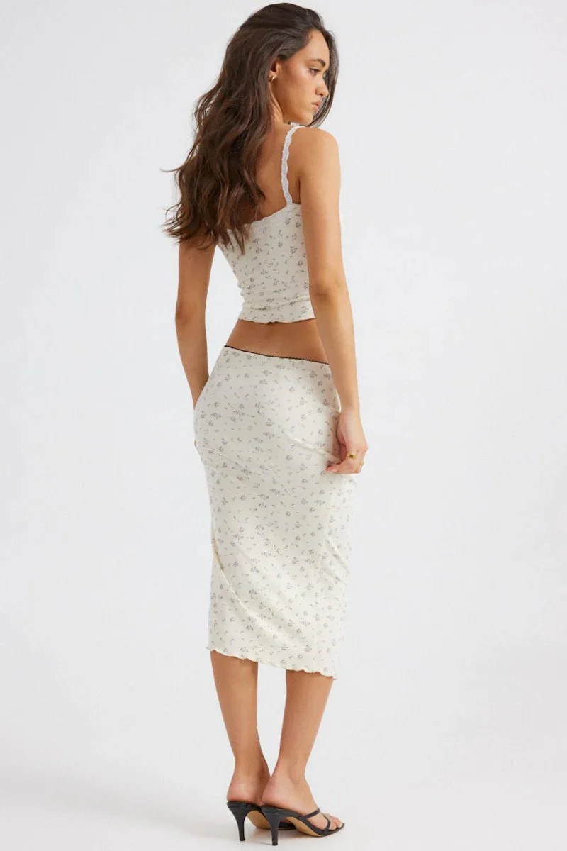 Helena Midi Skirt - Blue Floral - Image 2